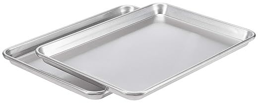 AmazonCommercial Aluminum Baking Sheet Pan, Jelly Roll Sheet, 15.1 x 10.6 Inch, Pack of 2 | Amazon (US)