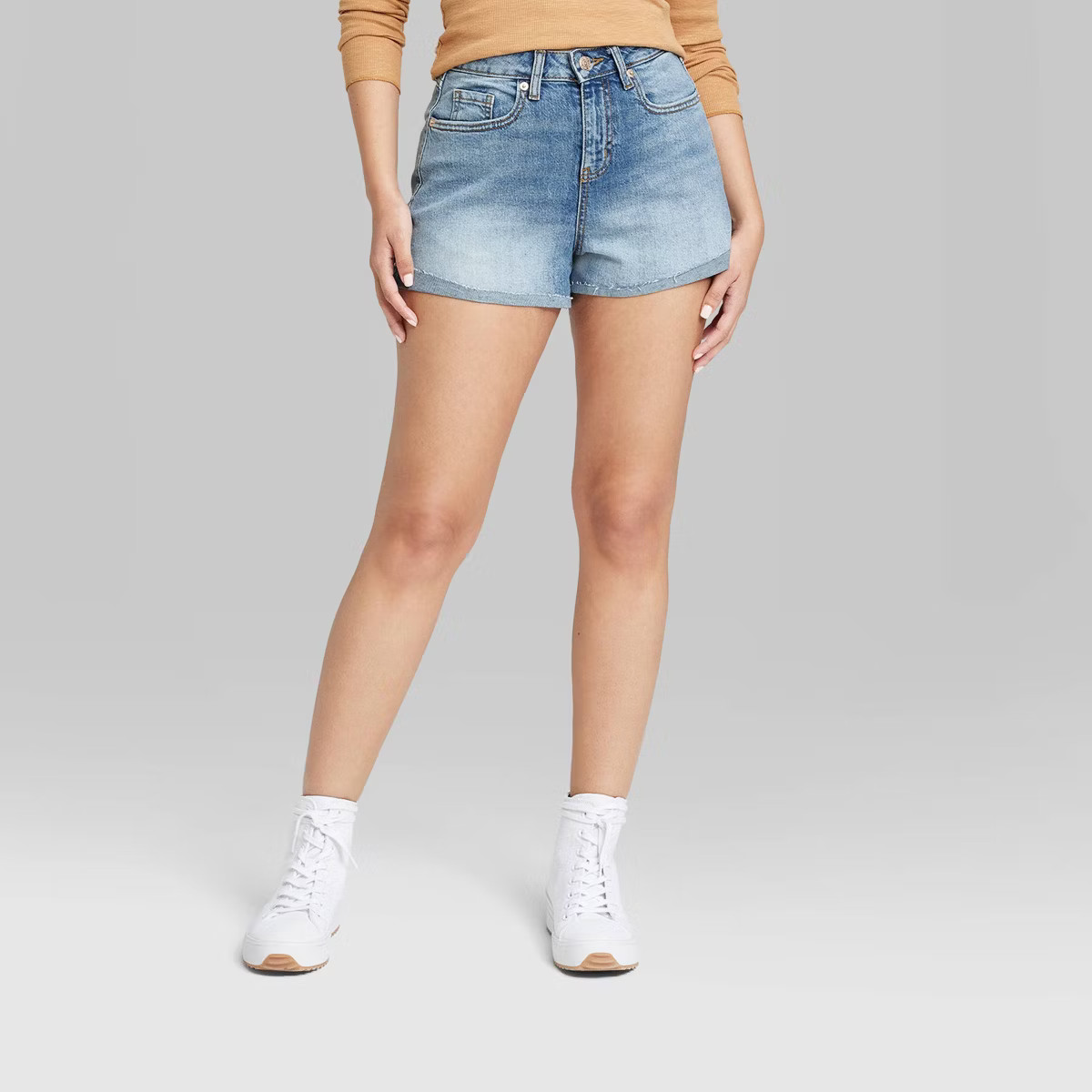 Women's High-Rise Curvy Rolled Cuff Jean Shorts - Wild Fable™ | Target