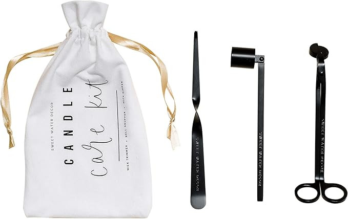 Sweet Water Decor Candle Care Kit | Matte Black Candle Accessory Set Includes Wick Trimmer, Wick ... | Amazon (US)