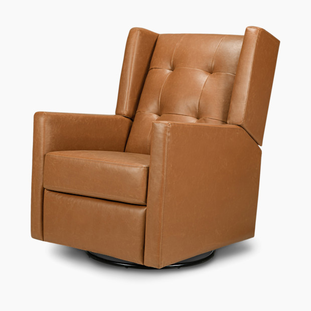 DaVinci Maddox Recliner and Swivel Glider in Vegan Tan Leather | Babylist
