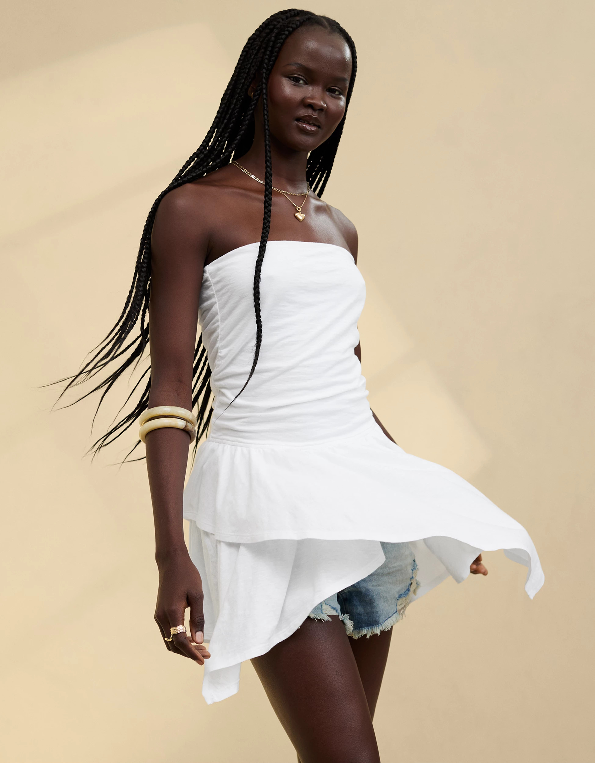Aerie Strapless Handkerchief Mini Dress | Aerie