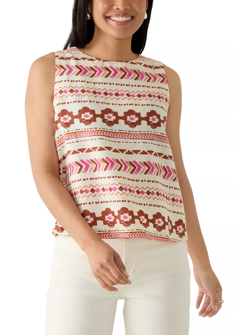 Women's Button Back Woven Tank | Belk