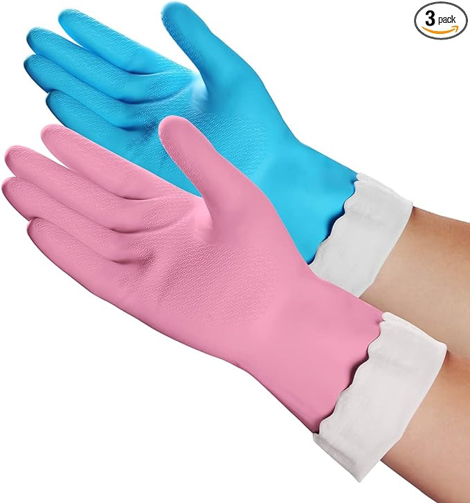HSL Household Cleaning Gloves - 2 Pairs Reusable Kitchen Dishwashing Gloves with Latex Free, Cott... | Amazon (US)