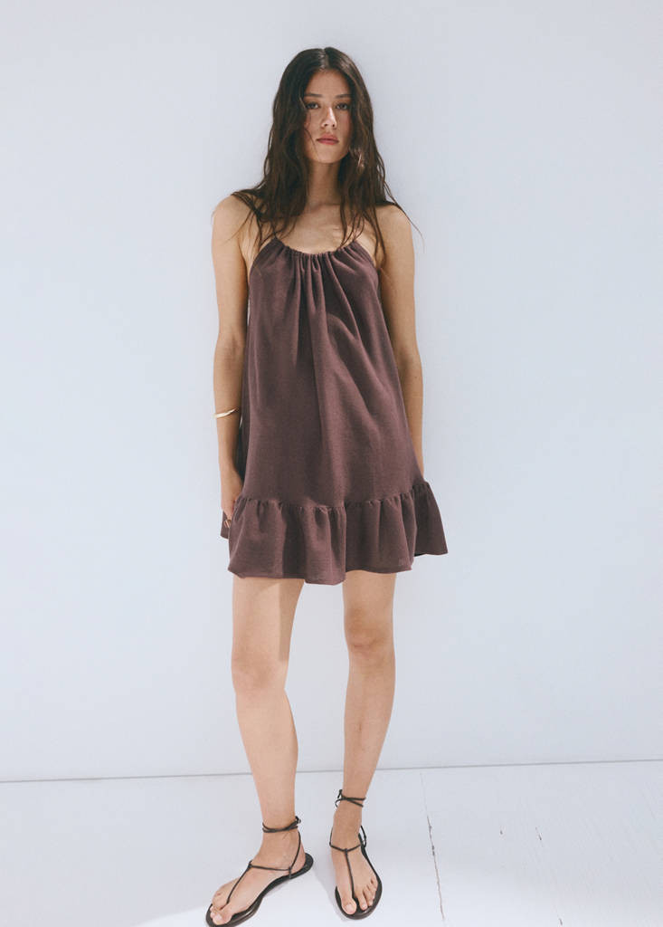 Gathered neck jersey dress wine - Women - 6 - MANGO | MANGO (UK)