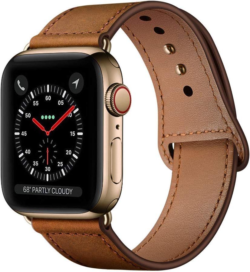 KYISGOS Compatible with iWatch Band 44mm 42mm, Genuine Leather Replacement Band Strap Compatible ... | Amazon (US)