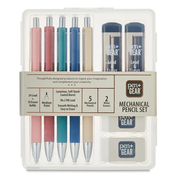 Pen+Gear Mechanical Pencil Kit with Storage Case, 0.7mm #2 Lead, 5 Count - Walmart.com | Walmart (US)