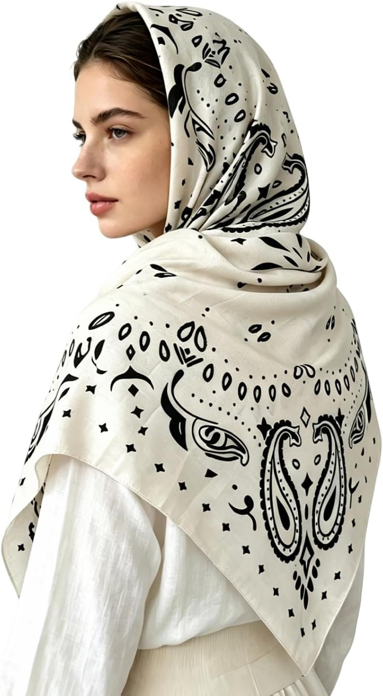 Head Scarf 35" Large Square Hair Scarf Paisley Bandana for Women | Amazon (US)