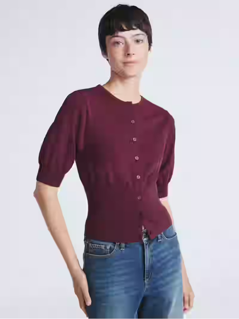 Scoop Women's Rib Cardigan Sweater with Short Sleeves, Lightweight, Sizes XS-XXL | Walmart (US)