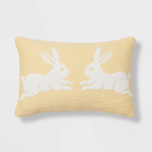 Bunnies Lumbar Throw Pillow Yellow - Spritz&#8482; | Target