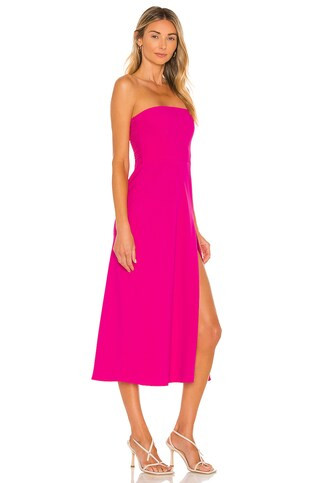 Amanda Uprichard Mandy Midi Dress in Hot Pink from Revolve.com | Revolve Clothing (Global)