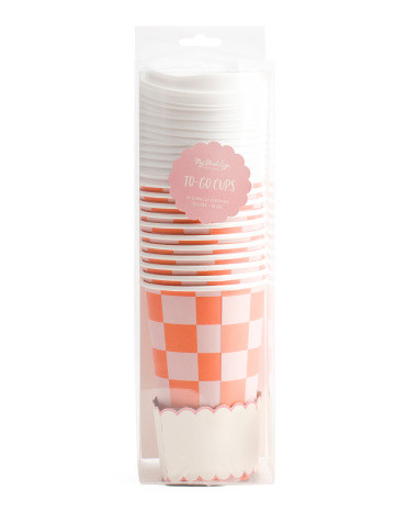 Set Of 12 Checkered To Go Cups With Lids And Sleeves | TJ Maxx