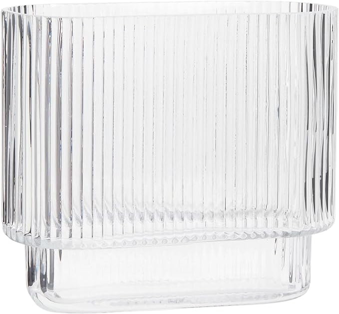 Ribbed Vase, Fluted Vase, Glass Vase for Flowers, Flower Vase, Clear Vase, Modern Vase, Tulip Vas... | Amazon (US)