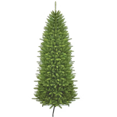 King Of Christmas 9ft Artificial Slim Christmas Tree Unlit, Yorkshire Fir Skinny Xmas Tree with Metal Stand, Green | Target