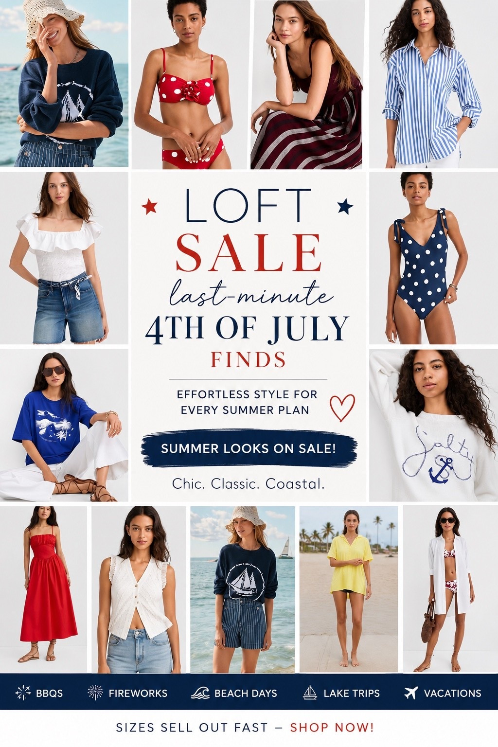 🇺🇸✨ Last-minute 4th of July looks are HERE… and LOFT is making it way too easy! ❤️🤍💙

If you’re still looking for the perfect outfit for backyard BBQs, fireworks, lake days, beach trips, or summer vacations, these LOFT finds are SO good. Think nautical sweaters, breezy dresses, striped button-downs, classic denim, patriotic swimsuits, and effortless separates you’ll wear long after the holiday.

The best part? Most of these pieces are on sale, so you can refresh your summer wardrobe without breaking the bank. 🙌

✨ My favorites:
❤️ The red poplin midi dress
⚓️ The sailboat & anchor sweaters
💙 Classic blue striped button-down
🤍 Easy white summer staples
🏖️ Chic beachwear & swimsuits you’ll wear all season

Save this post for outfit inspiration, shop before your sizes disappear, and send it to your bestie who’s still asking, “What are you wearing for the 4th?” 🇺🇸

#LTKSale #LTKStyle #LTKFinds #LOFT #LOFTStyle #LOFTSale #FourthOfJulyStyle #FourthOfJulyOutfit #PatrioticStyle #RedWhiteAndBlue #SummerStyle #SummerOutfits #VacationStyle #BeachStyle #LakeDayOutfit #ResortWear #CoastalGrandmother #CoastalStyle #NauticalStyle #CasualChic #EverydayStyle #AffordableFashion #FashionDeals #SaleAlert #WeekendStyle #OOTD #StyleInspo #ShopTheLook #SummerFashion #LastMinuteFinds

#LTKSeasonal #LTKSaleAlert #LTKootd