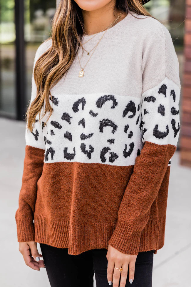 Neverending Joy Rust Animal Print Sweater | The Pink Lily Boutique