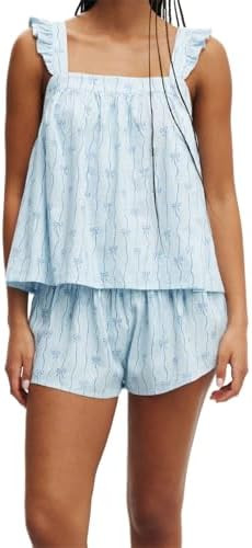 Women Cute Ruffle Pajama Set 2 Piece Summer Pjs Floral Print Cami Top and Shorts Sleepwear Lounge... | Amazon (US)