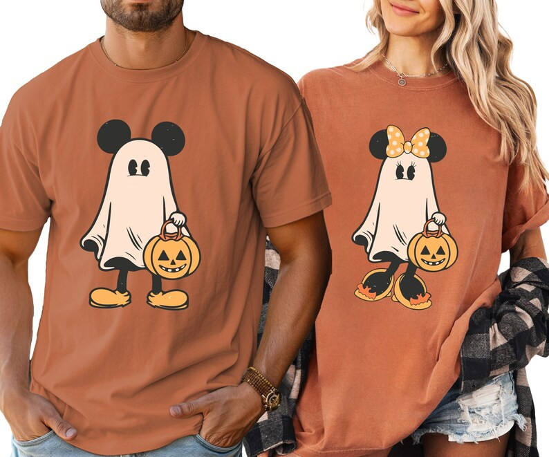 Comfort Colors® Retro Mickey Minnie Halloween Couple Shirts, Mickey Ghost Shirt, Minnie Ghost Sh... | Etsy (US)