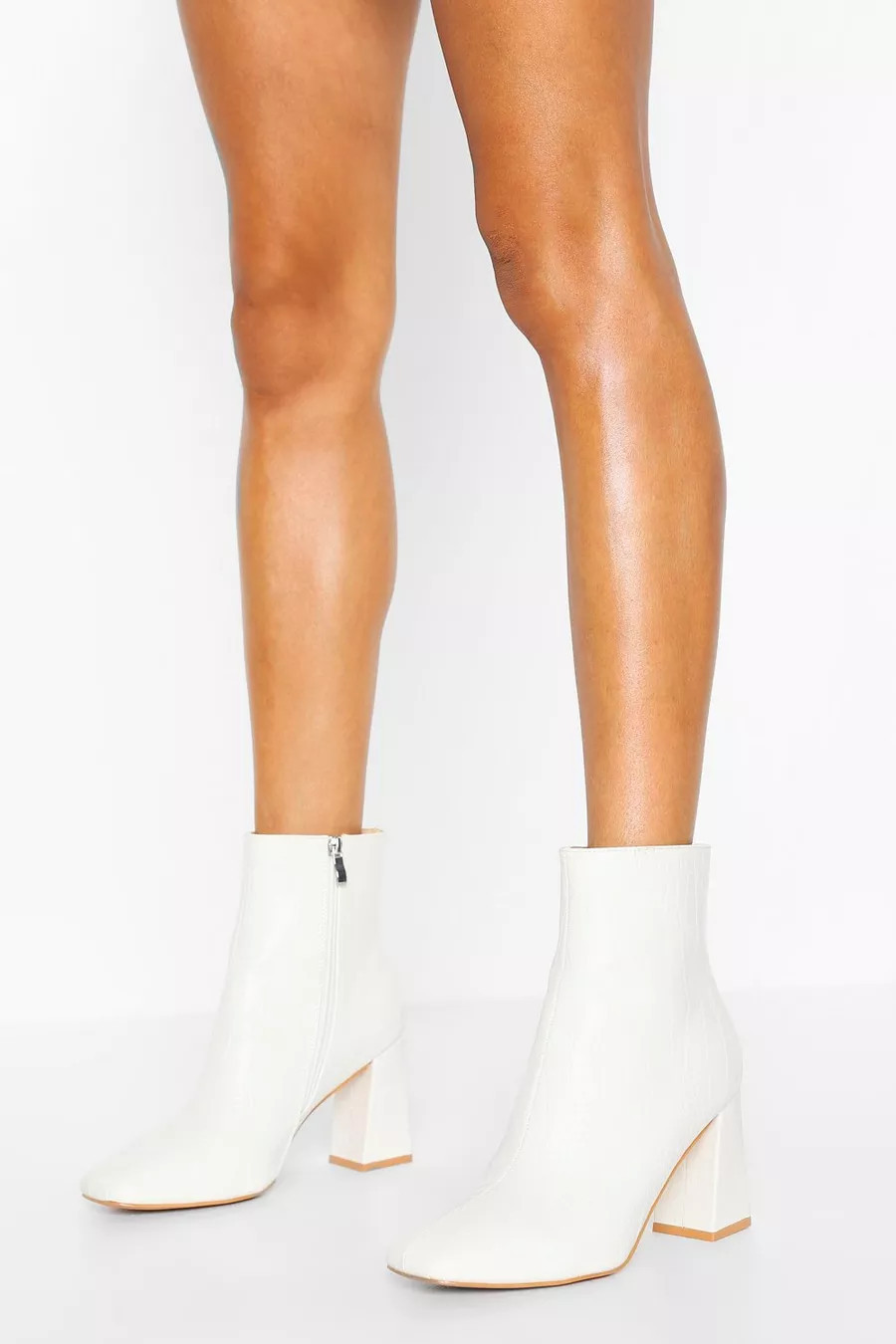 Wide Fit Croc Block Heel Shoe Boots | Boohoo.com (UK & IE)