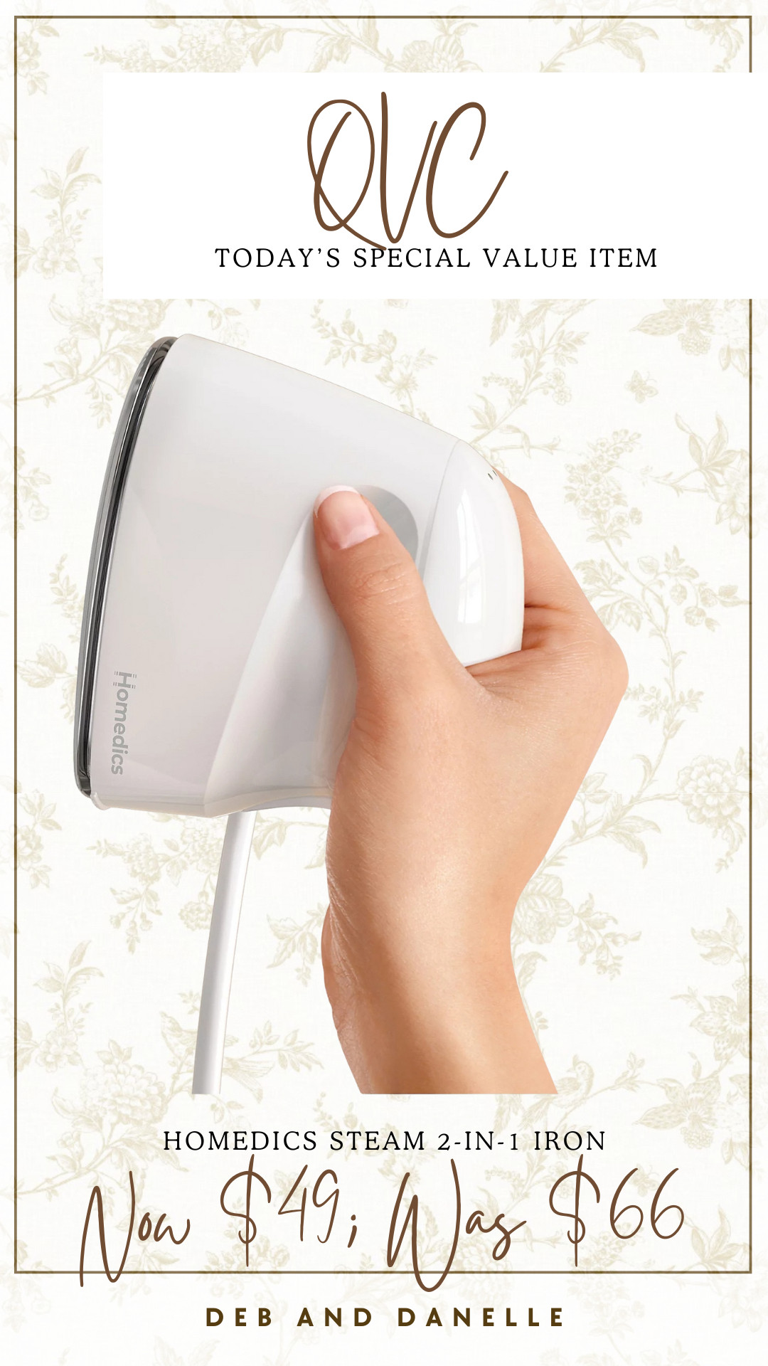 Today's @QVC Special Value item is this HomeDics 2-in-1 steam iron. It is perfect for travel or small storage spaces.  

 #LTKHome #LTKSaleAlert