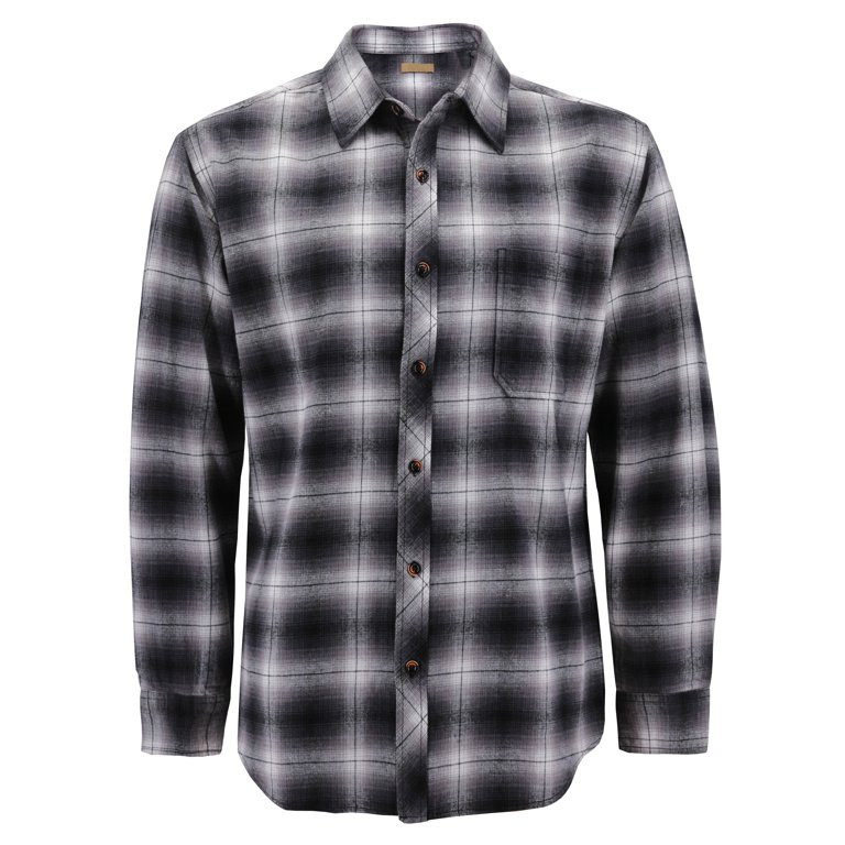 Men’s Premium Cotton Button Up Long Sleeve Plaid Comfortable Flannel Shirt (#9 - Grey/White, M) | Walmart (US)