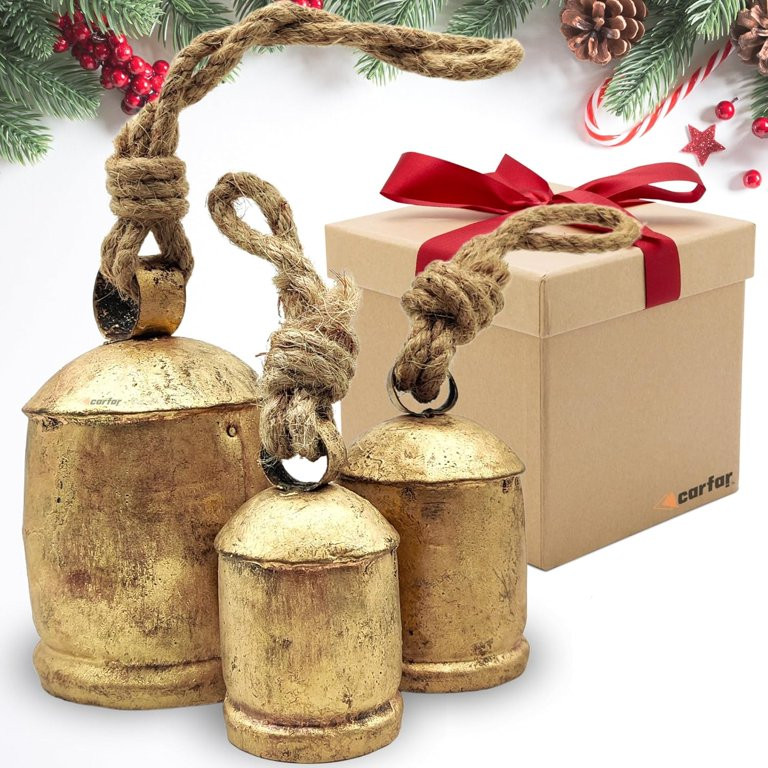 Huchen Set of 3 Rustic Style Bells Handmade Giant Vintage Metal Harmony Christmas Hanging Decorat... | Walmart (US)