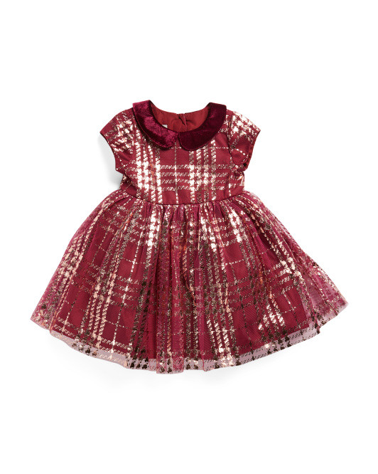Toddler Girl Velvet Peter Pan Collar Bow Dress | TJ Maxx