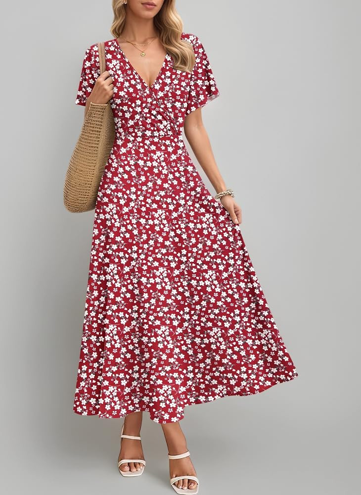 AUSELILY Maxikleider Damen Sommer Kleid L\u00e4ssig Hohe Taille Lockere Passform Mit Taschen | Amazon (DE)