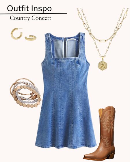 Cute denim dress that’s great for summer country concert outfit. #stagecoach #countryconcert 

#LTKfindsunder100 #LTKFestival #LTKSeasonal