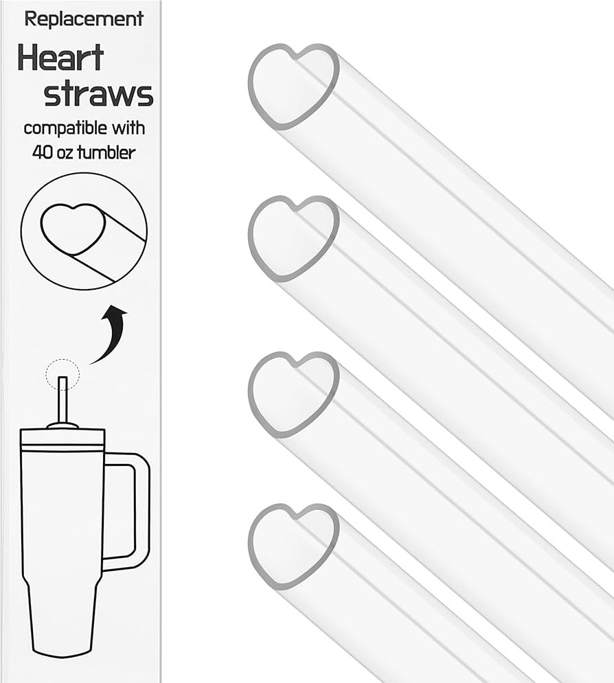 The best MOON 12 Inch Reusable Plastic Heart Straws for Stanley Cup 40 oz & 30 oz Tumbler Accesso... | Amazon (US)