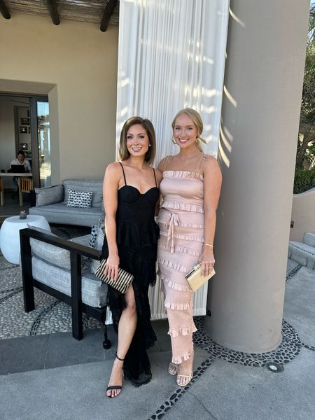 Wedding guest dresses! What we wore to a wedding in Cabo.  I actually forgot my Spanx but felt so comfortable in it with all the ruffles! It’s tts, I’m wearing a 6

#LTKwedding