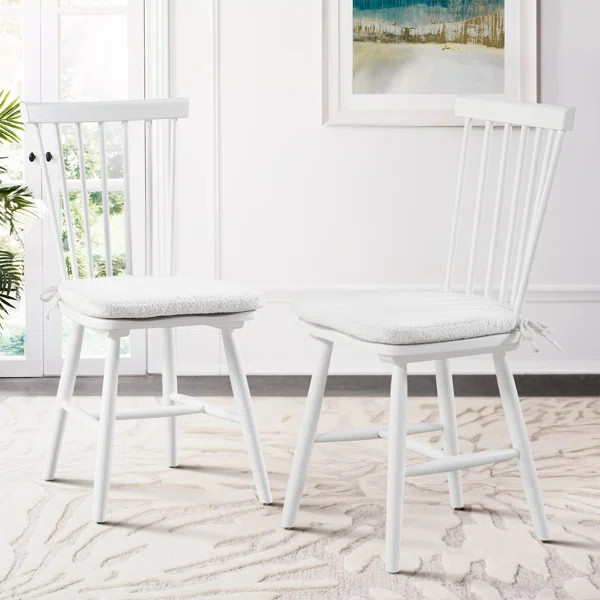 Windsor Back Solid Wood Dining Chair Side Chairs with Upholstered cushion | Wayfair North America