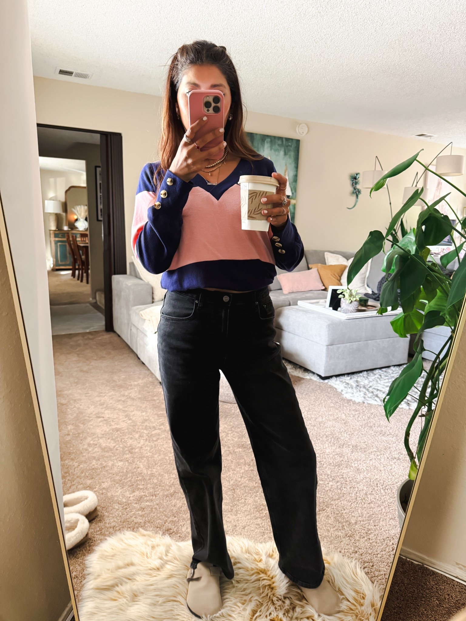 Ootd. Mom got coffee! 

Mom style. Outfit inspo. Denim. Jeans. Pink style. Valentine’s Day. Casual style. Los Angeles. Beach life. Mom fashion. 

#LTKOver40 #LTKSeasonal #LTKootd