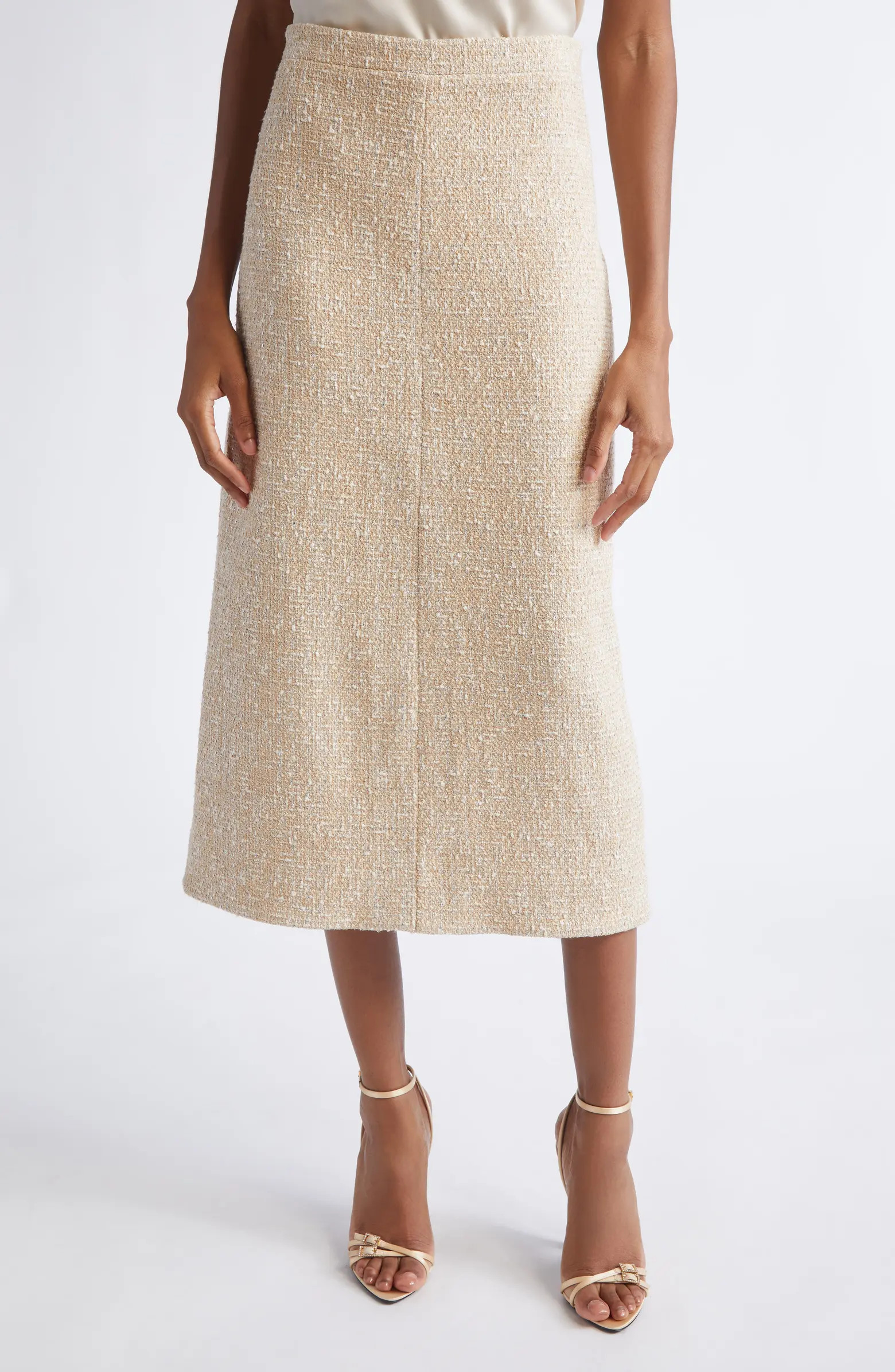 Metallic Latte Tweed A-line Skirt | Nordstrom