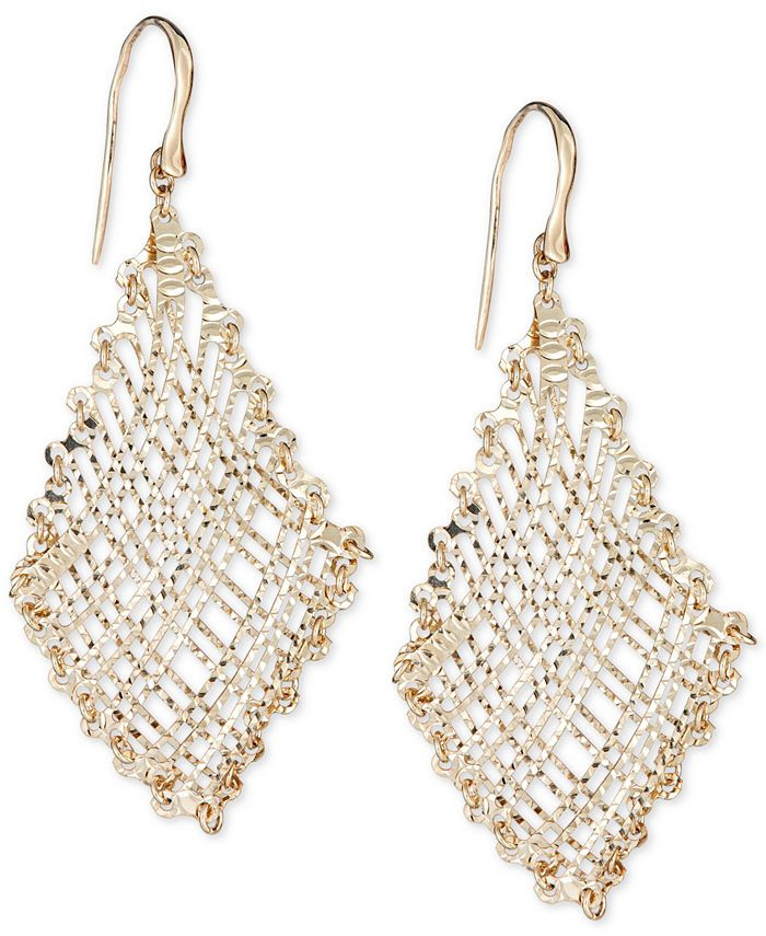Macy's Filigree Weave Textured Drop Earrings in 14k Gold & Reviews - Earrings - Jewelry & Watches... | Macys (US)