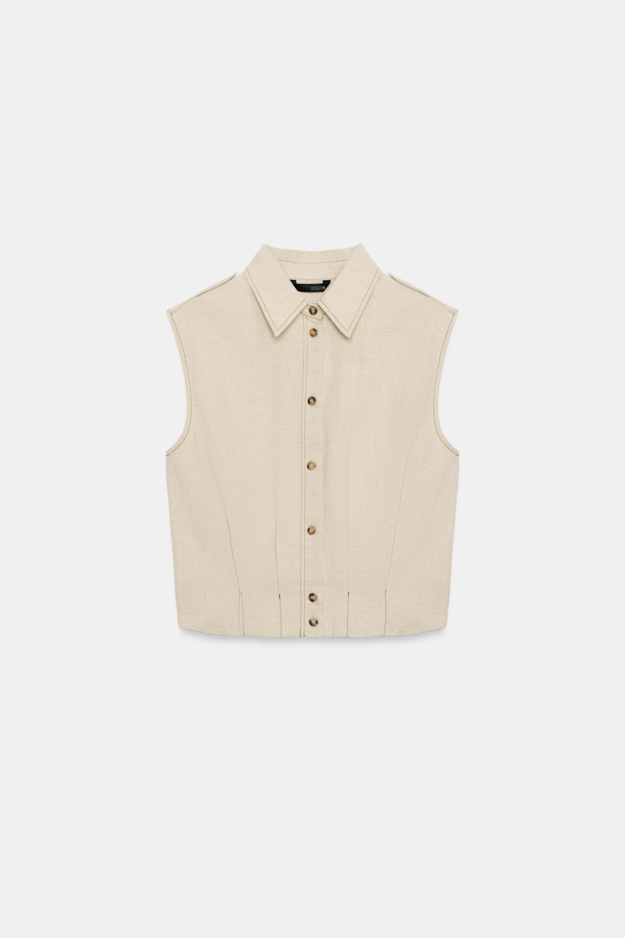 SLEEVELESS LINEN TOP | Zara US