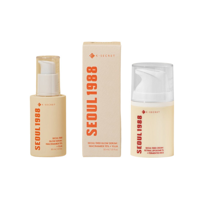 KSECRET - SEOUL 1988 Glow Serum: Niacinamide 15% + Yuja - 30ml (1ea) X Cream: Retinal Liposome 1% + Fermented Rice - 50ml... | Stylevana
