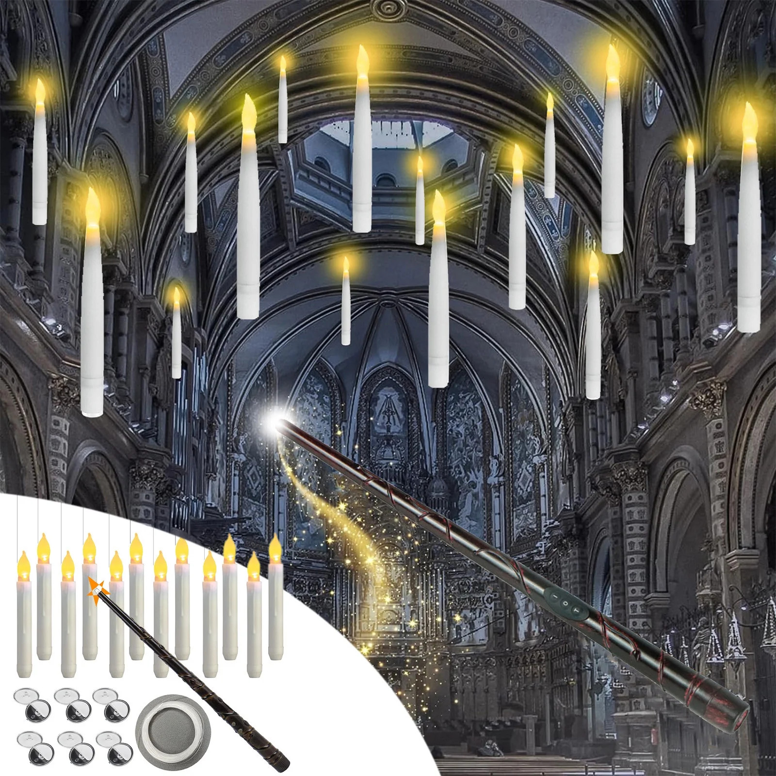 PATLOLLAV Floating Candles with Wand,12 Pcs Magic Hanging Candles,Flameless Floating LED Candle w... | Walmart (US)