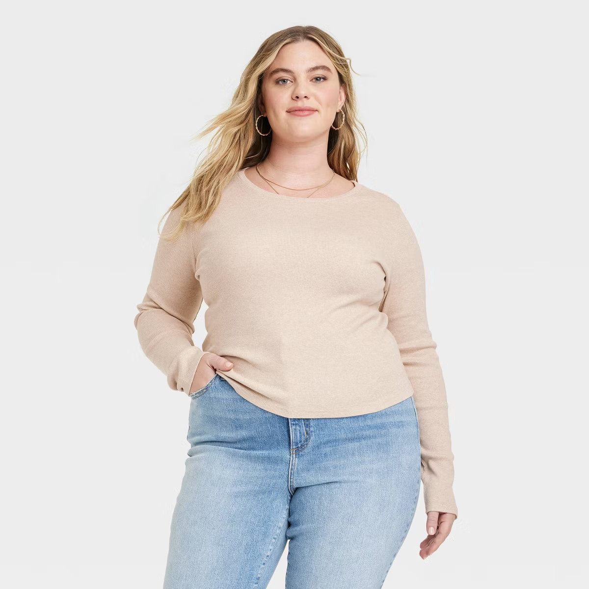 Women's Long Sleeve Shrunken Rib T-Shirt - Universal Thread™ | Target