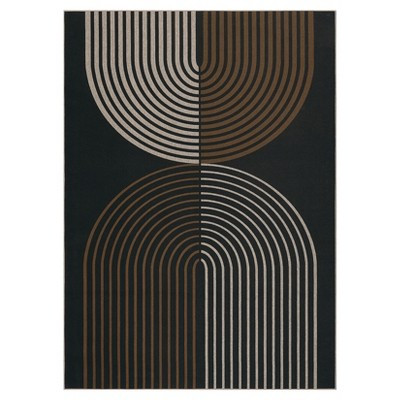 5'x7' Washable Geometric Easy Jute Rug for Living Room Dining Room, Modern Non Slip Indoor Outdoor Rugs, Stain Resistant Rug for Patio, Black | Target