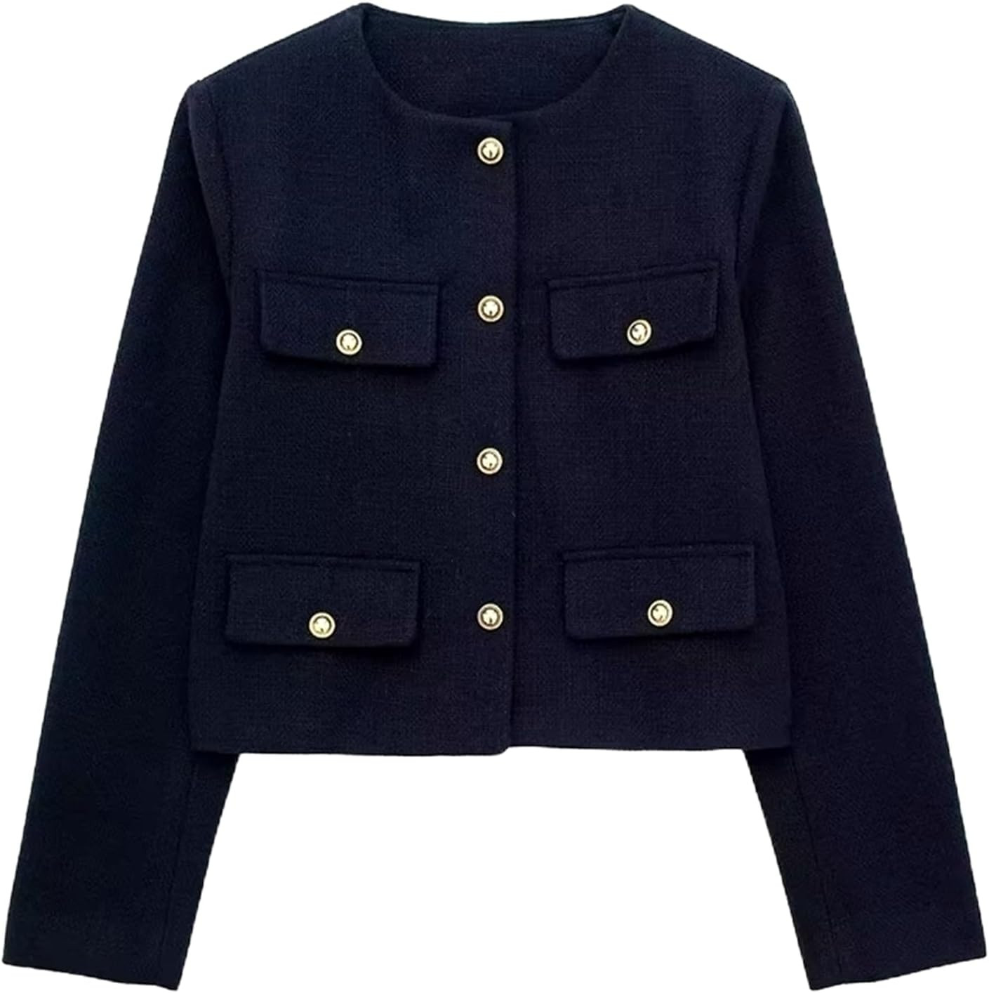 Women's Classic Wool Fabric O Neck Style Outfit Jacket | Amazon (US)