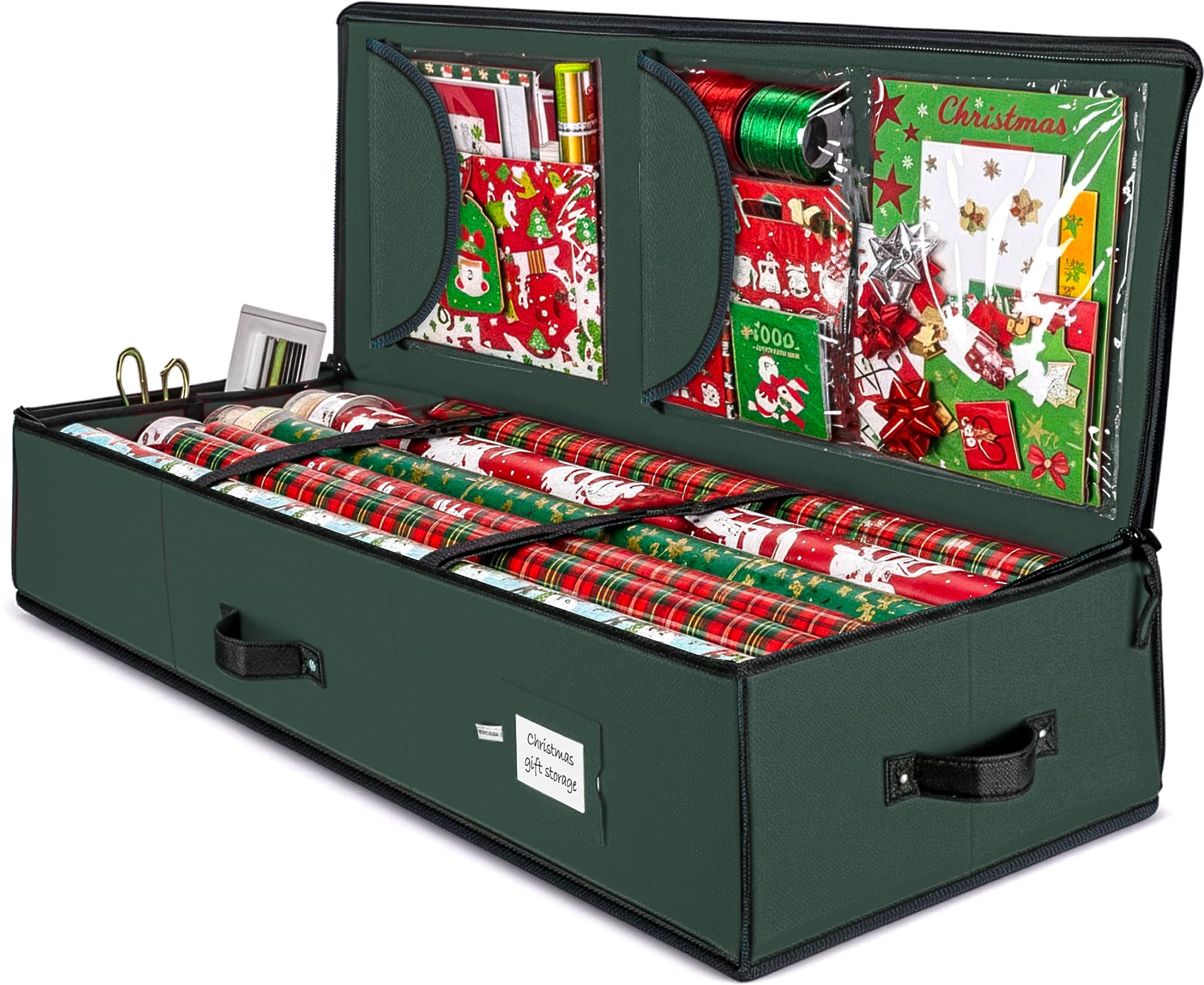 ZOBER Gift Wrapping Paper Organizer Storage - 40" Gift Wrap Storage Containers with Interior Pock... | Amazon (US)