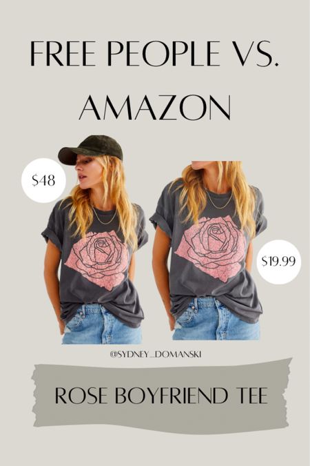 Free People Rose graphic tee dupe from Amazon! Same, soft graphic tee at a fraction of the cost! 

#LTKSeasonal #LTKHoliday #LTKstyletip