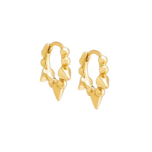 Solid Beaded Triple Spike Huggie Earring | Adina Eden