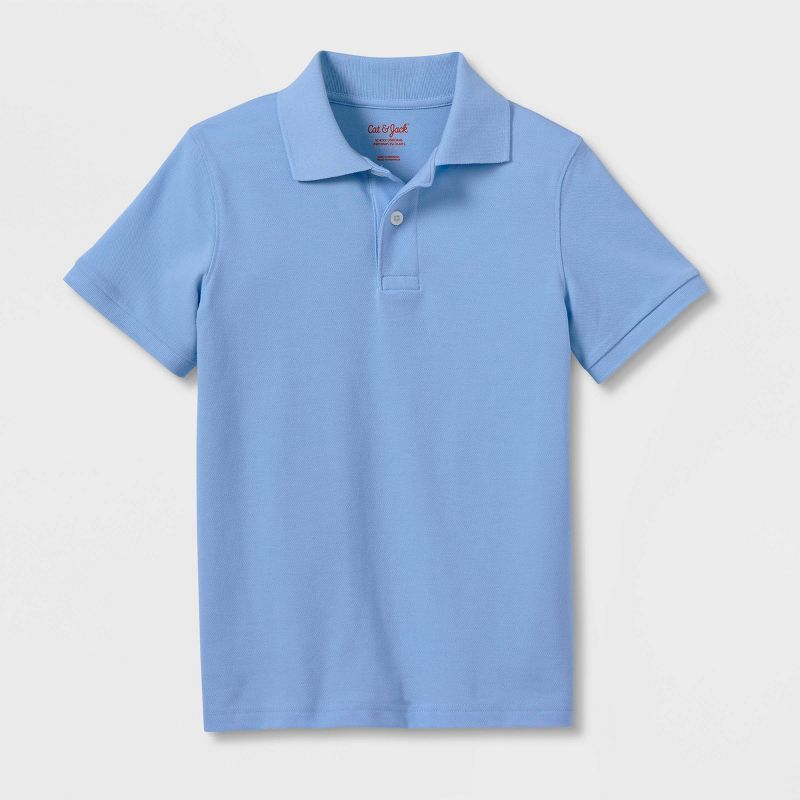 Boys' Short Sleeve Pique Uniform Polo Shirt - Cat & Jack™ Light Blue | Target