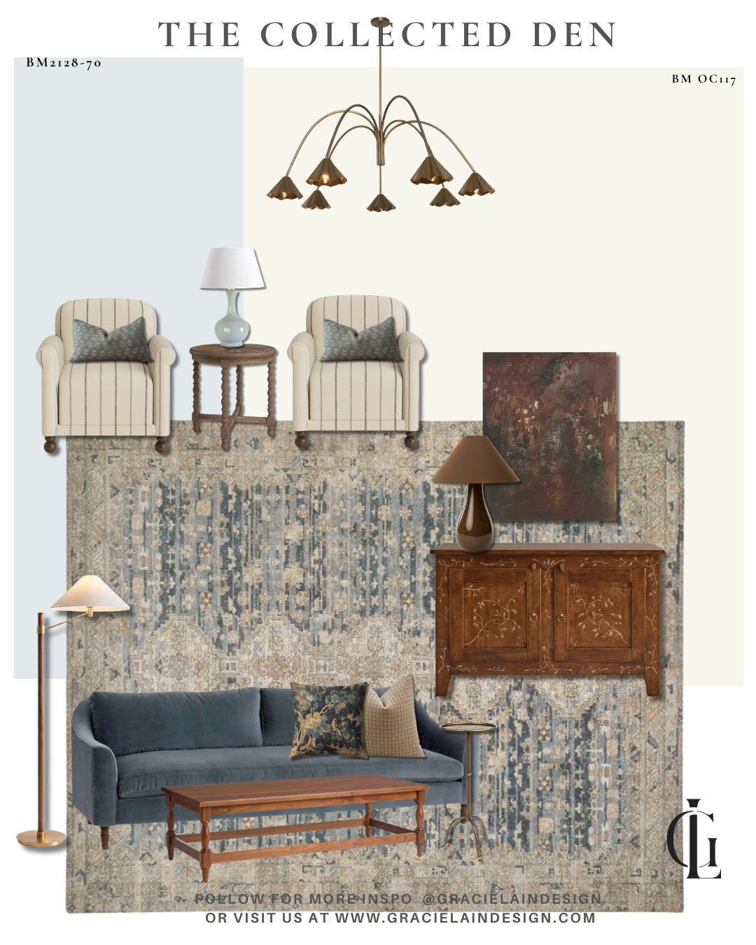 A room with a story—collected over time, layered with meaning, and designed to feel effortlessly lived in.
Neutral tones meet moody patterns, warm woods, beautiful brass, and statement art, creating a space that feels both modern and classic. Unique pieces bring personality, while comfortable textures keep the room polished without ever feeling precious.

The best rooms don’t feel “finished.” They feel discovered. A thoughtful mix of old and new, refined and relaxed, personal and unexpected—each piece adding another chapter to the story.

Shop the look + discover more design inspiration at gracielaindesign.com.

#GracielainDesign #CollectedInteriors #CollectedHome #InteriorDesign #InteriorStyling #MoodyInteriors #NeutralInteriors #WarmWoods #BrassDetails #StatementArt #ModernClassic #LayeredInteriors #TimelessDesign #RelaxedLuxury #EclecticInteriors #HomeInspiration #LTKHome #LTKInteriorDesign 

 #LTKHome #LTKSaleAlert