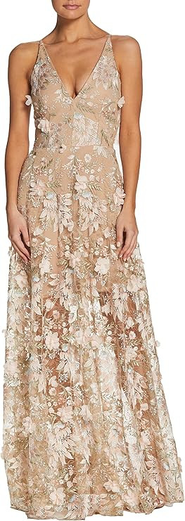 Women's Sidney Sleeveless Plunge Neckline Fit and Flare Maxi Dress | Amazon (US)