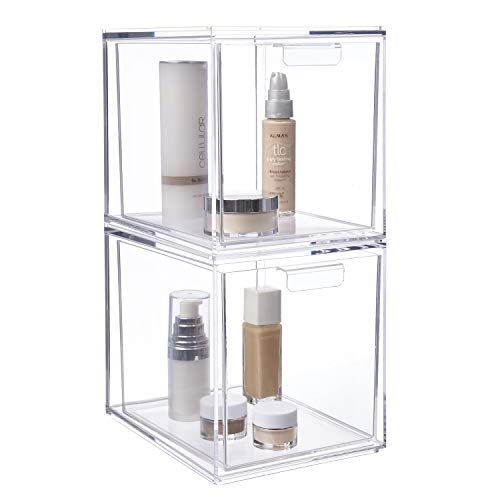 STORi Audrey Stackable Cosmetic Organizer Drawers 6-3/4" Tall | set of 2 Clear | Amazon (US)