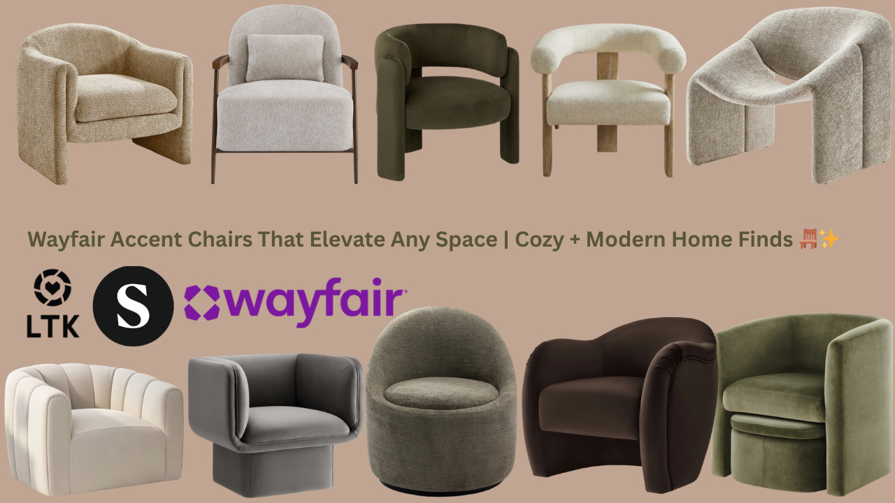 Wayfair Accent Chairs That Elevate Any Space | Cozy + Modern Home Finds 🪑✨

If you’re refreshing your living room, bedroom, or beauty space, these Wayfair accent chairs are perfect for adding comfort, style, and personality. From swivel barrel chairs to luxe velvet and cozy sherpa designs, these picks are functional and chic—ideal for small spaces or statement seating.
All chairs are linked in my Wayfair Storefront, plus you can shop my favorite home finds through ShopMy and LTK for easy browsing.

Wayfair Storefront:
https://creatorsold.io/wayfair/joycemichelleofficial/wayfair-accent-chairs-that-elevate-any-space-cozy

ShopMy:
https://shopmy.us/shop/collections/3804024

LTK:


Lawandra Modern Upholstered Swivel Barrel Chair A sleek, modern swivel chair with soft upholstery—perfect for conversation areas or a cozy reading nook.
Sephine 31.2" Upholstered Nordic-Style Accent Chair Minimalist and Scandinavian-inspired with clean lines and supportive comfort.
Maravilla Upholstered Swivel Barrel Chair Rounded silhouette with a smooth swivel base that blends comfort with modern elegance.
Tate Performance Velvet Accent Chair Rich velvet fabric with a structured shape—adds a luxe feel to any room.
Ashwanth 27" Wide Faux Sherpa Accent Chair with Lumbar Pillow Ultra-cozy sherpa upholstery paired with a lumbar pillow for plush, relaxed seating.
Upholstered Barrel Accent Chair Armchair Classic barrel shape with soft cushioning—great for bedrooms, offices, or living rooms.
Modway Vivi Upholstered Lounge Chair Low-profile lounge chair with modern curves, perfect for laid-back comfort.
Kyah Upholstered Barrel Chair with Ottoman (Set of 2) Stylish barrel chair paired with a matching ottoman—comfort and versatility in one set.
33" Wide Upholstered Modern 3-Legs Barrel Accent Chair Unique three-leg base with a modern barrel design that stands out as a statement piece.
Compose Performance Velvet Accent Chair Soft performance velvet with a tailored look—durable, elegant, and inviting. 

 #WayfairFinds #AccentChair #HomeDecor #LivingRoomInspo #ModernHome #CozyHome #HomeFurniture #Way #LTKdayinmylife #LTKOver40 #LTKHome