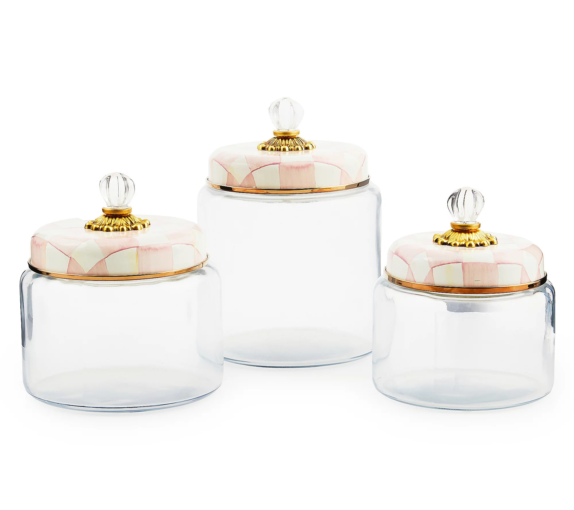 As Is MacKenzie-Childs Set of 3 Glass Kitchen Canisters | QVC