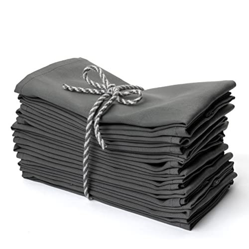 Kitchen Cloth Napkins 12 Pack 18X18 Inches Cotton Blend Soft Fabric with Hemmed Edges, Grey Dinner Napkins Washable Reusable and Durable Linen Napkins for Parties Table Setting Decor (Gray) by PERLLI | Amazon (US)